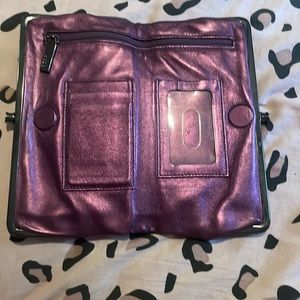 Hobo Lauren wallet metallic purple with gunmetal hardware